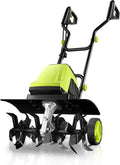 Electric Corded Tiller Cultivator, 15-Amp, 18-Inch Width, 9-Inch Depth, 24 Steel Tines - Green