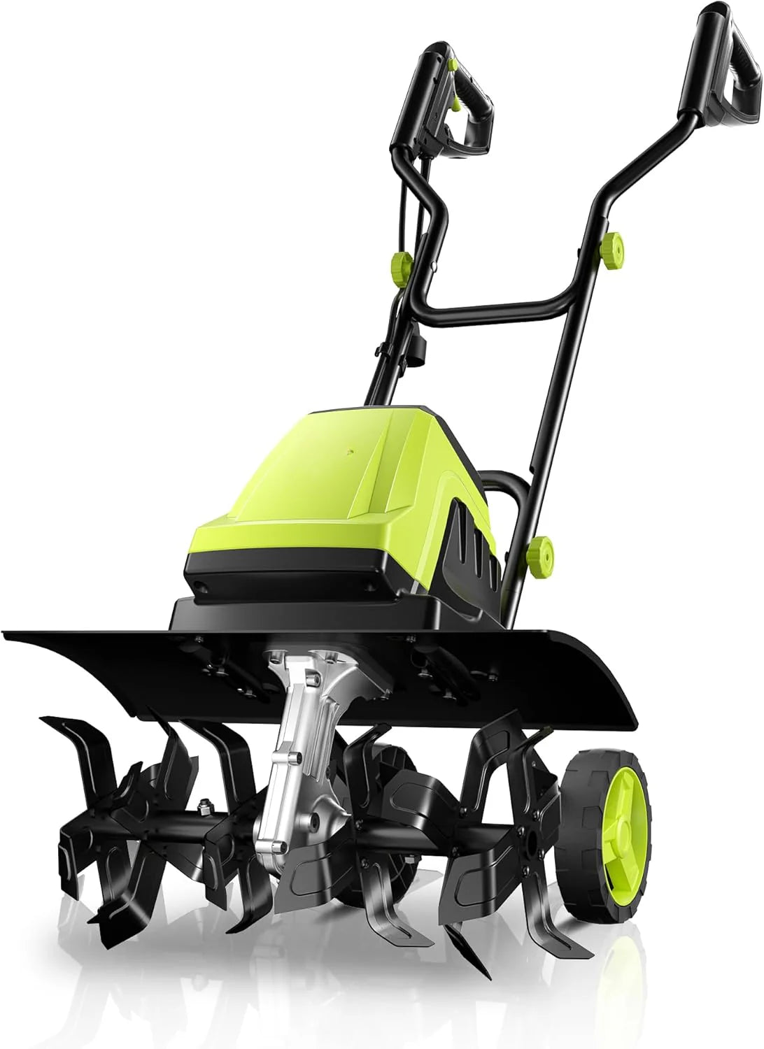 Electric Corded Tiller Cultivator, 15-Amp, 18-Inch Width, 9-Inch Depth, 24 Steel Tines - Green