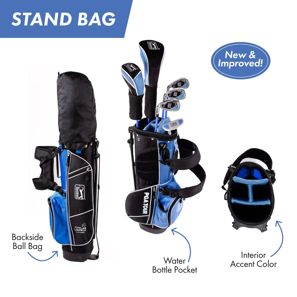 PGA Tour Right-Handed 10-Piece Kids Golf Club Stand Bag Set, Ages 8-12, Player Height 4ft 8in - 5ft 2in