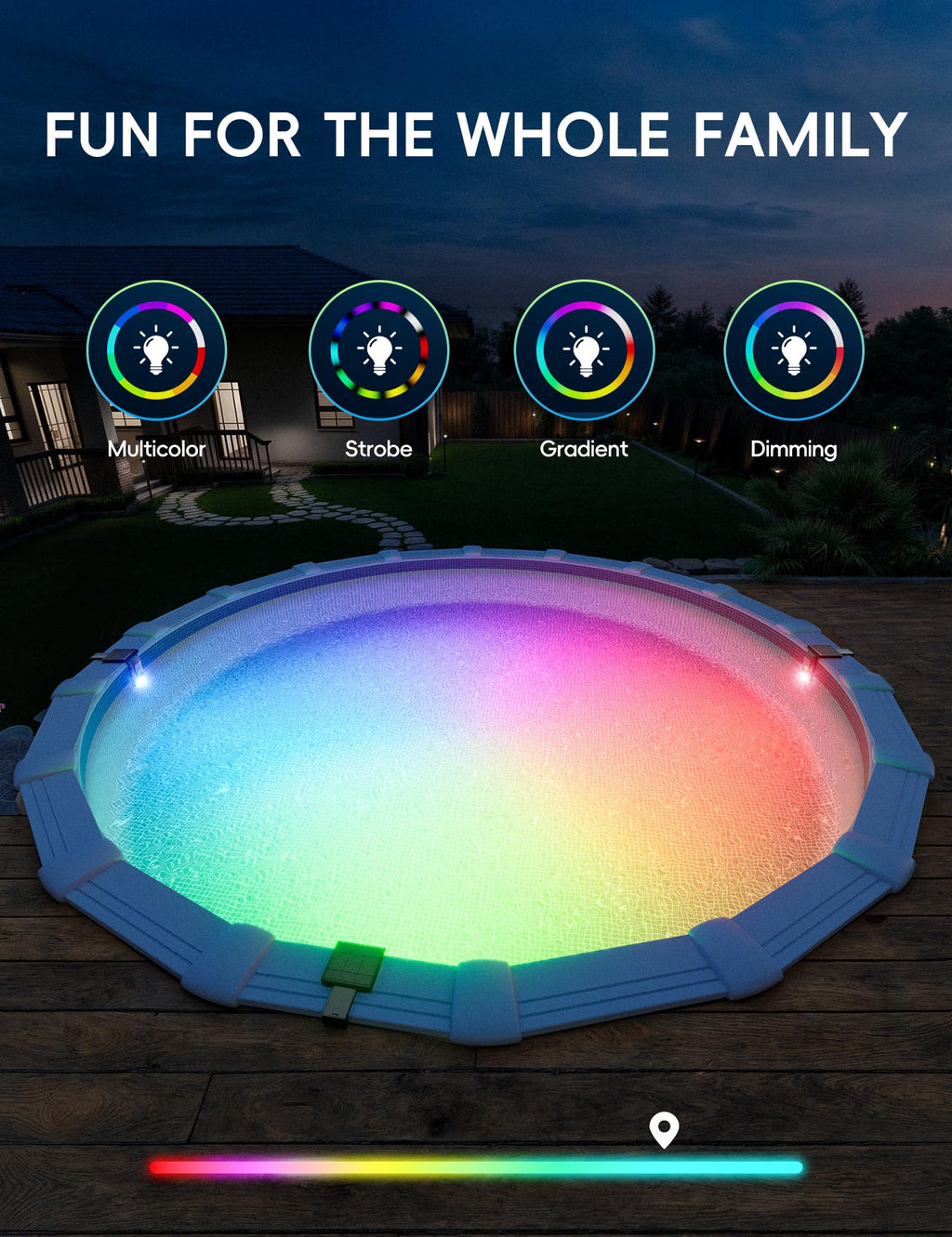 Solar LED Pool Light - 42 LEDs, 10 Color Options