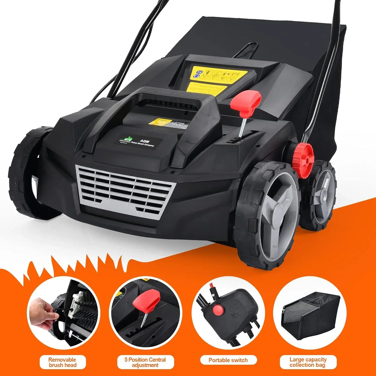 Forever Green Lawns Limited Artificial Turf Power Brush Sweeper, 50 L, 380mm, 110 Volts - Sweepy Box USA