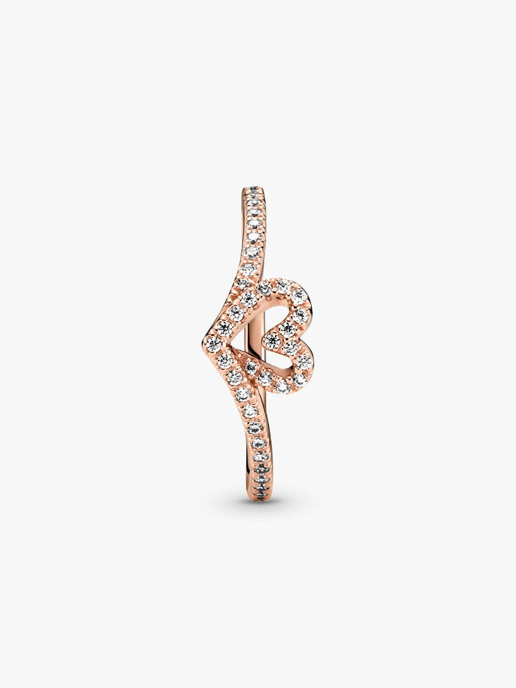 Sparkling Wishbone Heart Ring