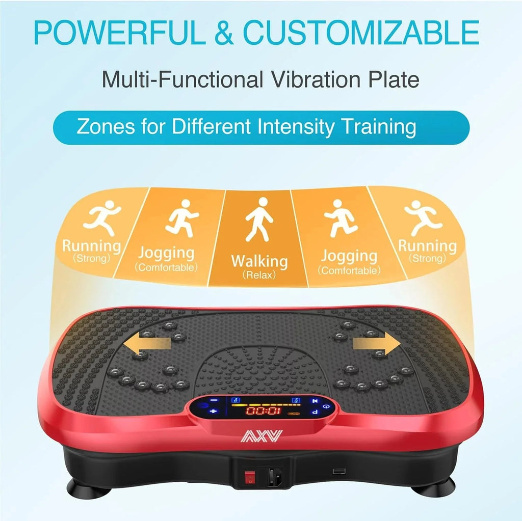 AXV Vibration Plate Fitness Platform, Gray, 2 Resistance Bands - Slim-Gray