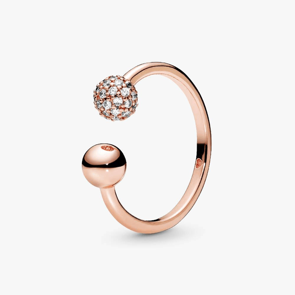 FINAL SALE - Polished & Pavé Bead Open Ring