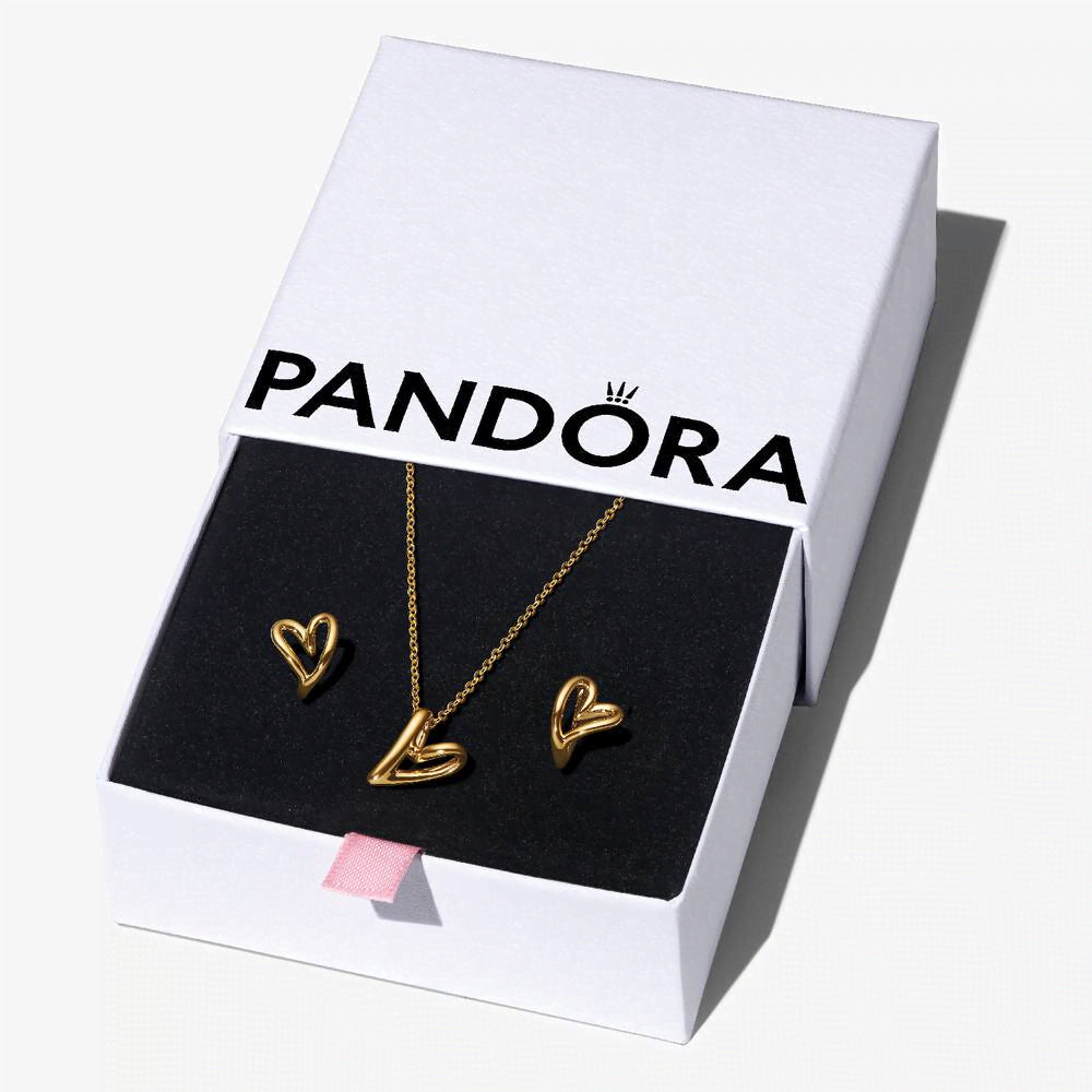 Golden Organic Heart Jewelry Gift Set
