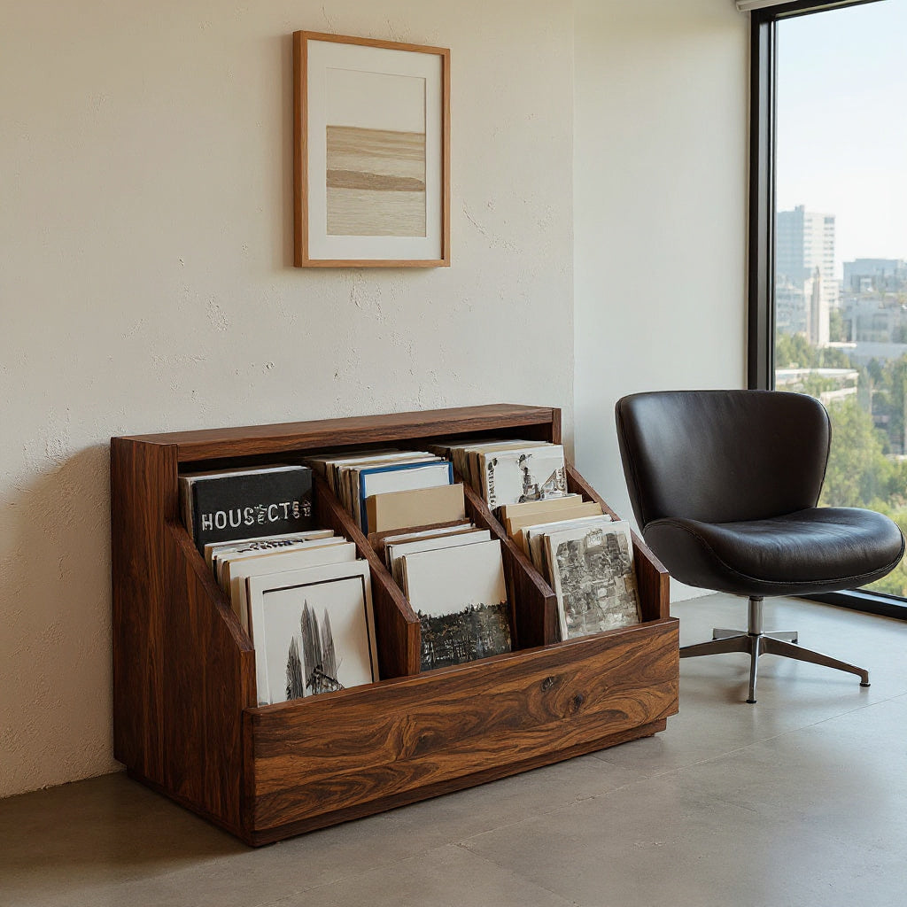 Contemporary Angled Pocket Magazine Rack For Living Room