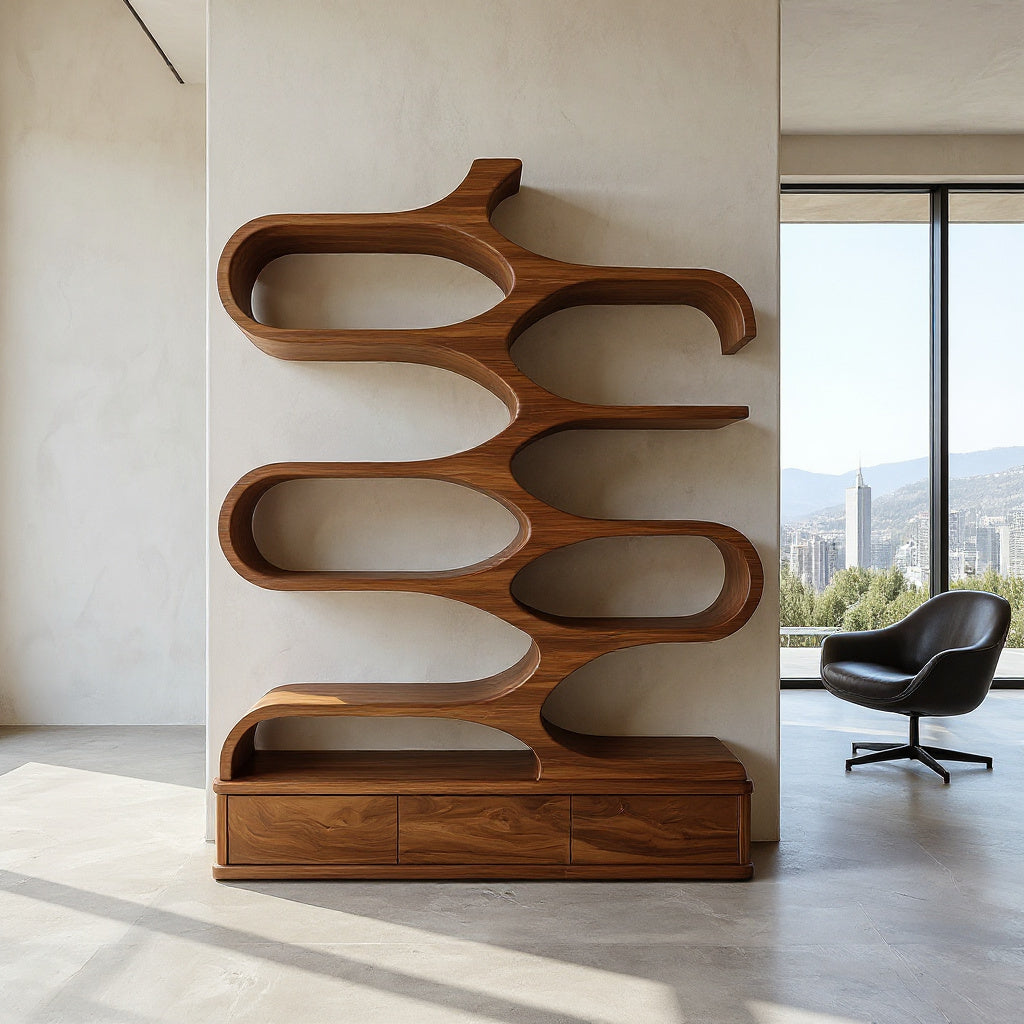 Contemporary Artistic Sculptural Bookshelf For Living Room