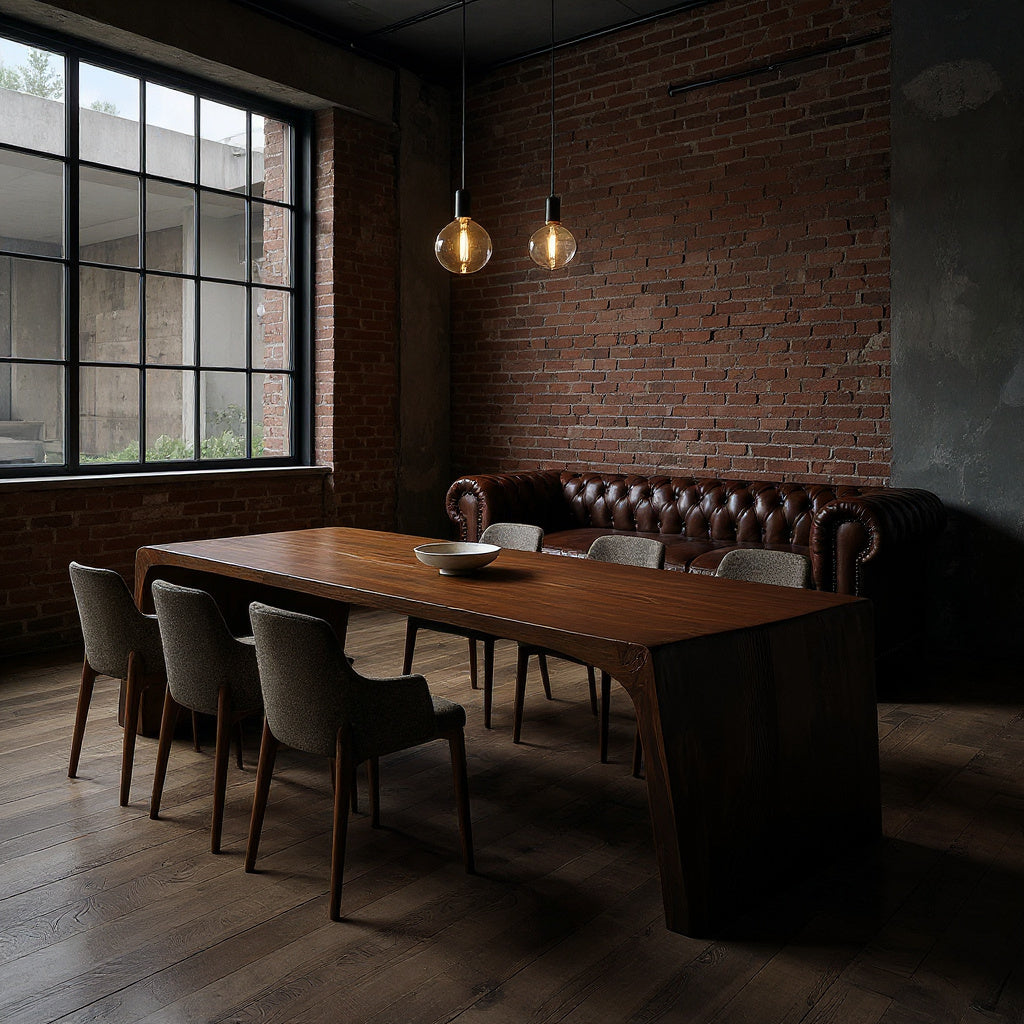 Contemporary Carved Wooden Dining Table For Dining Room