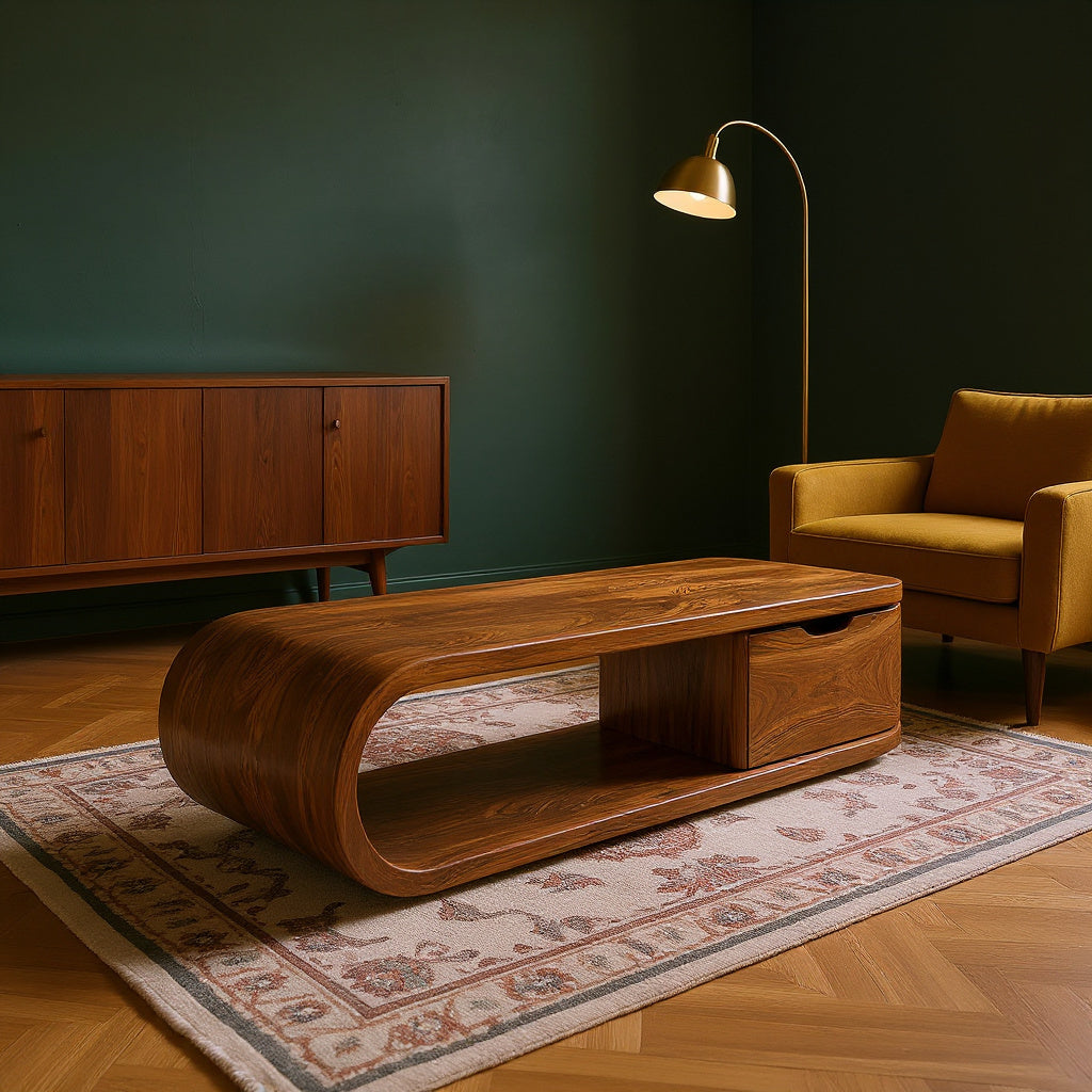 Contemporary Coffee Table With Open Shelf For Living Room
