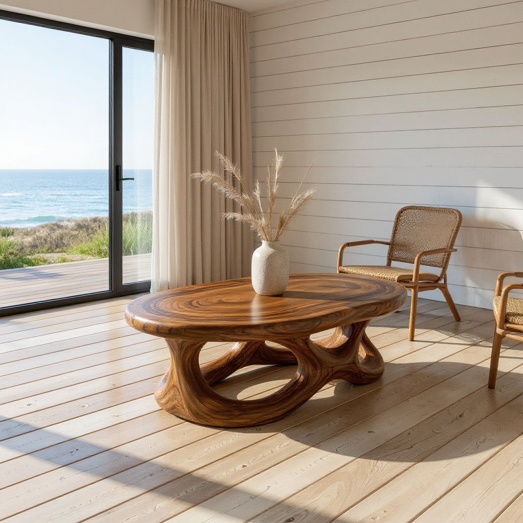 Contemporary Coffee Table With Organic Openwork Base For Designer
