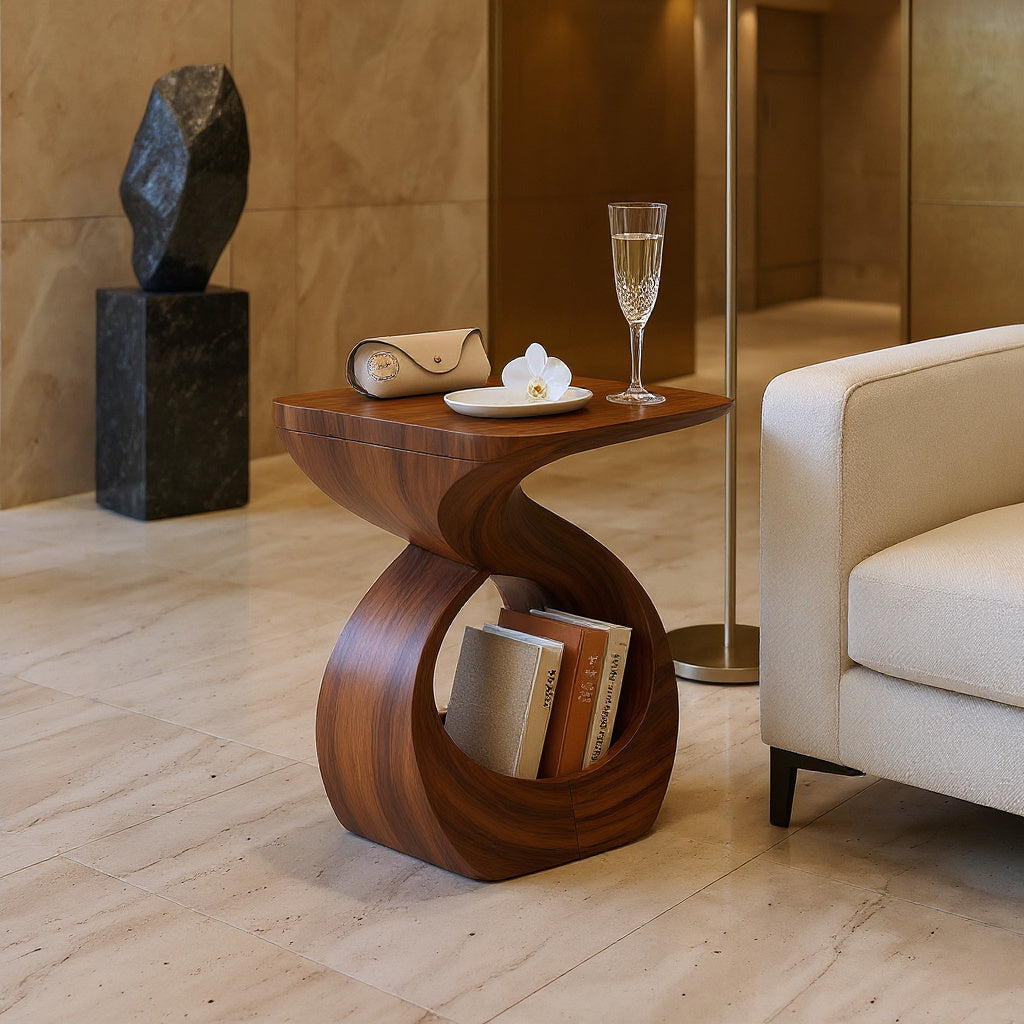 Contemporary Curved End Table For Apartment Interior Design