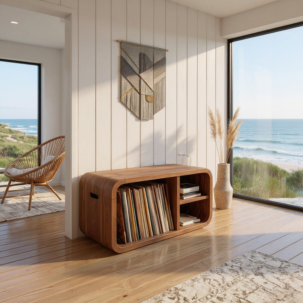 Contemporary Curved Record Player Stand Urban Loft