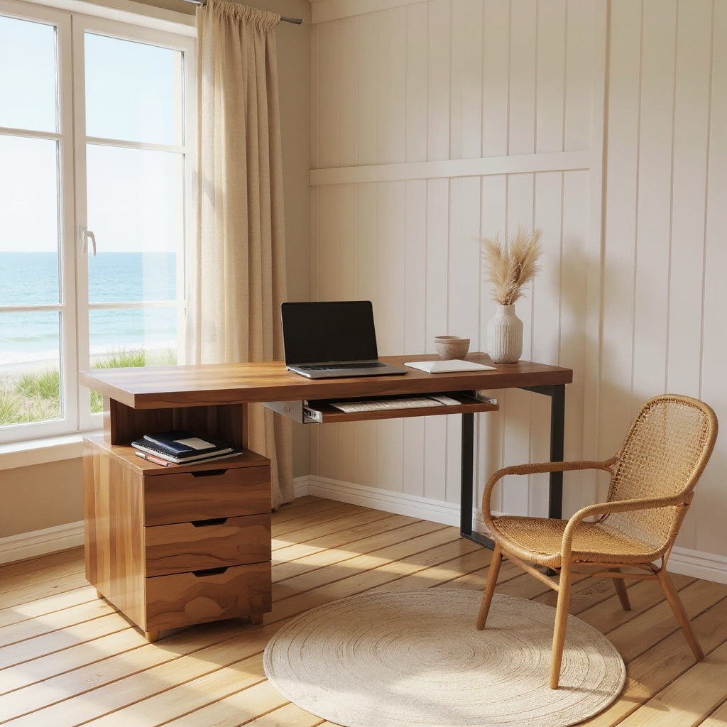Contemporary Desk with Drawer For Home Office Workspace