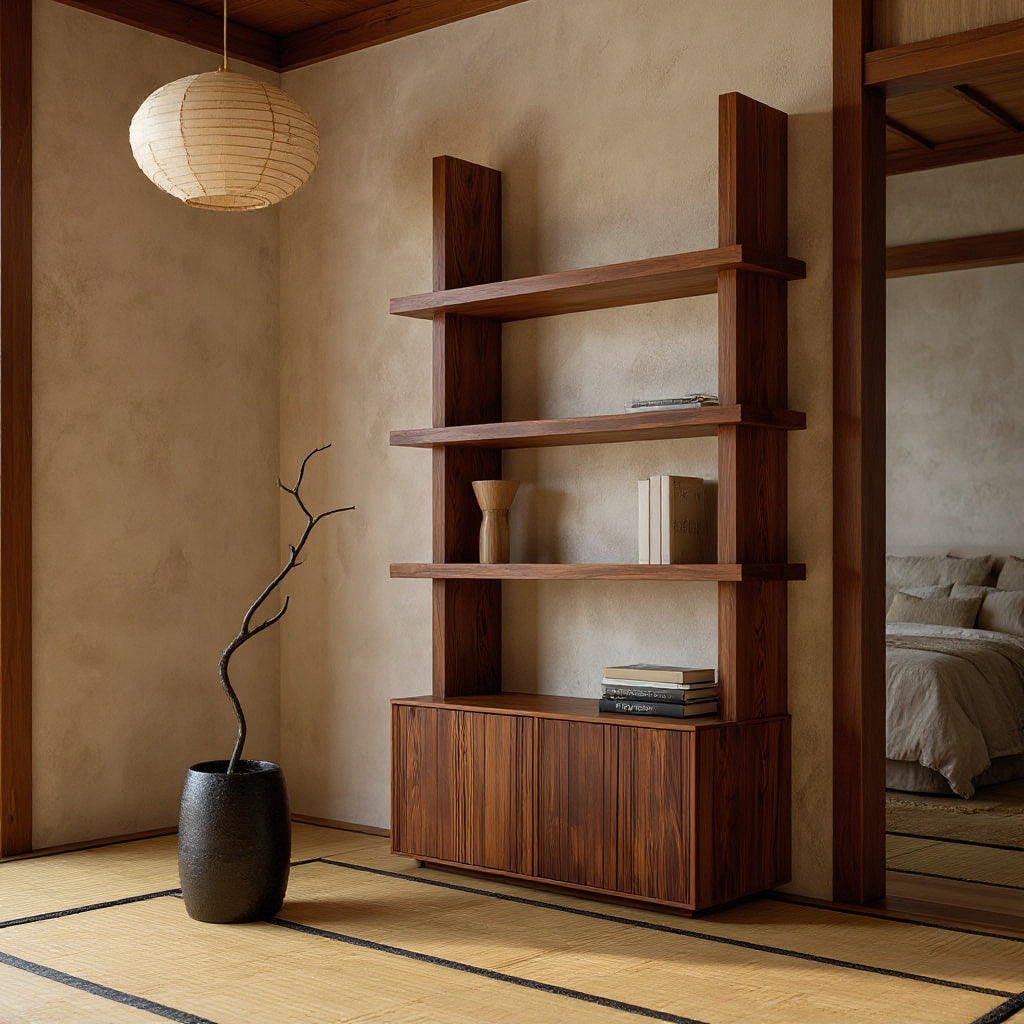 Contemporary Fluted Wood Bookshelf For Living Decor