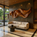 Contemporary Organic Ribbon Wood Wall Art Dining Room Interior Decor