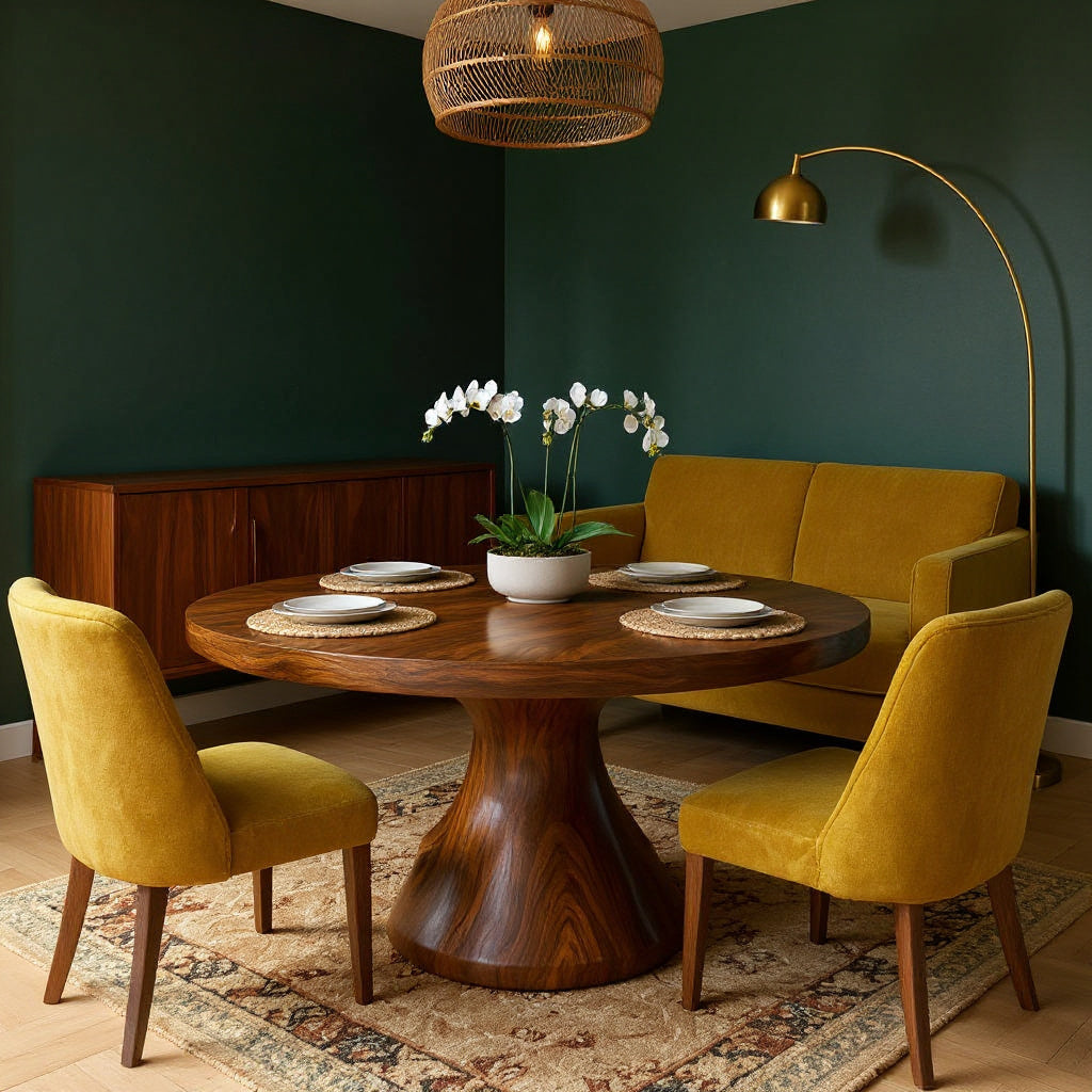 Contemporary Round Dining Table With Twisted Base For Dining Room