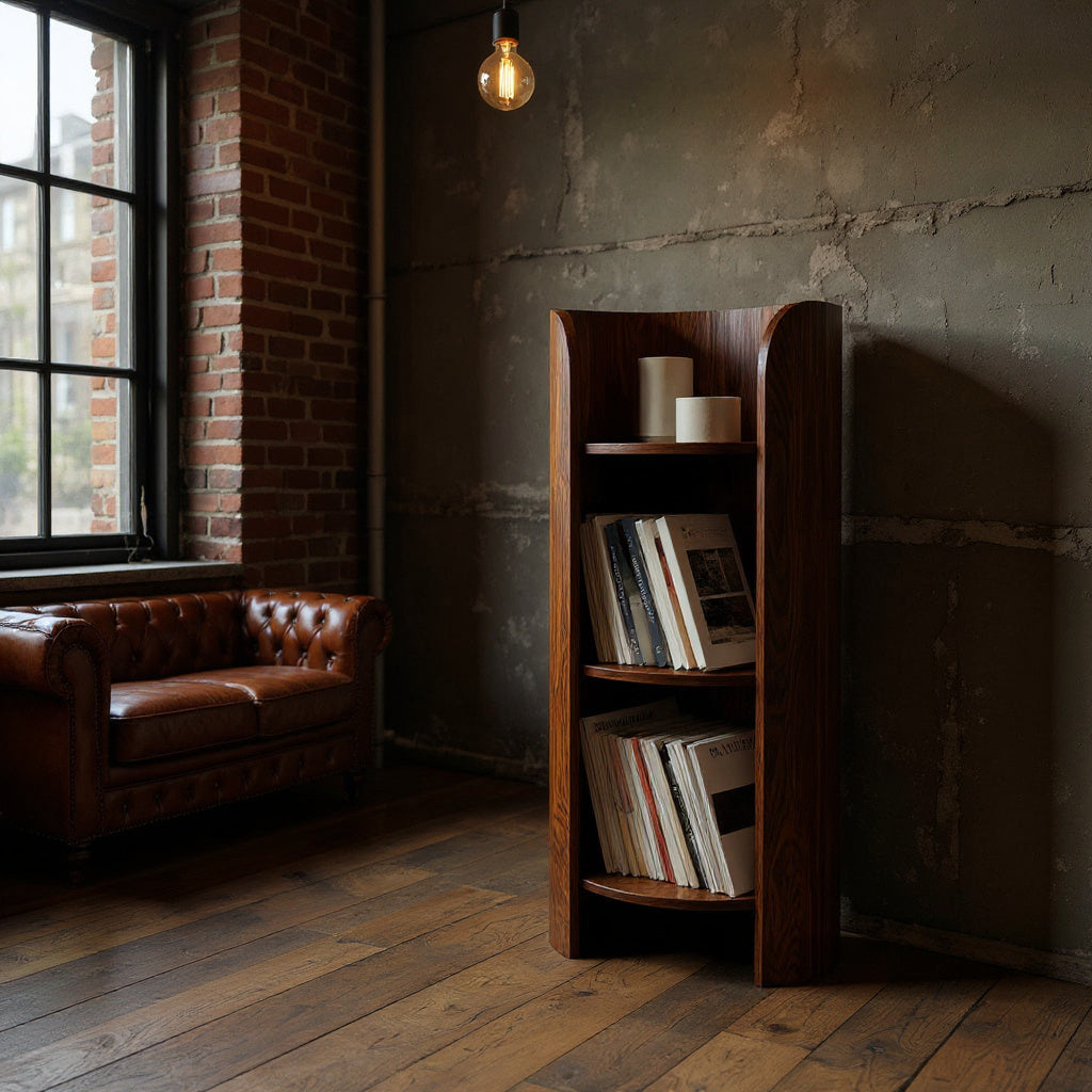 Contemporary Round Natural Wood Magazine Rack For Living Room