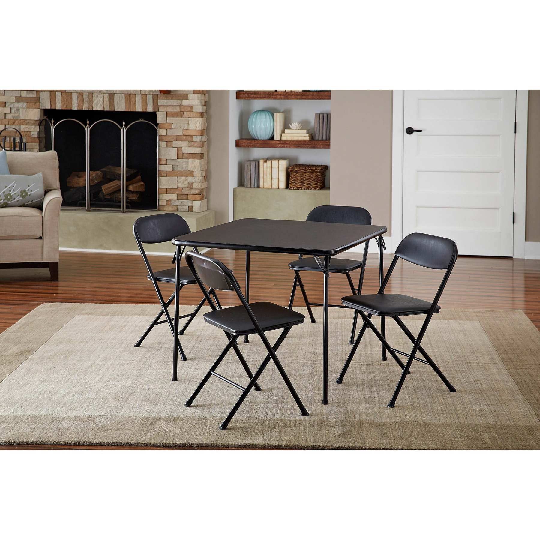 cosco-5-piece-folding-card-table-set-blackvinyl-seats-easy-storage-durable-7913