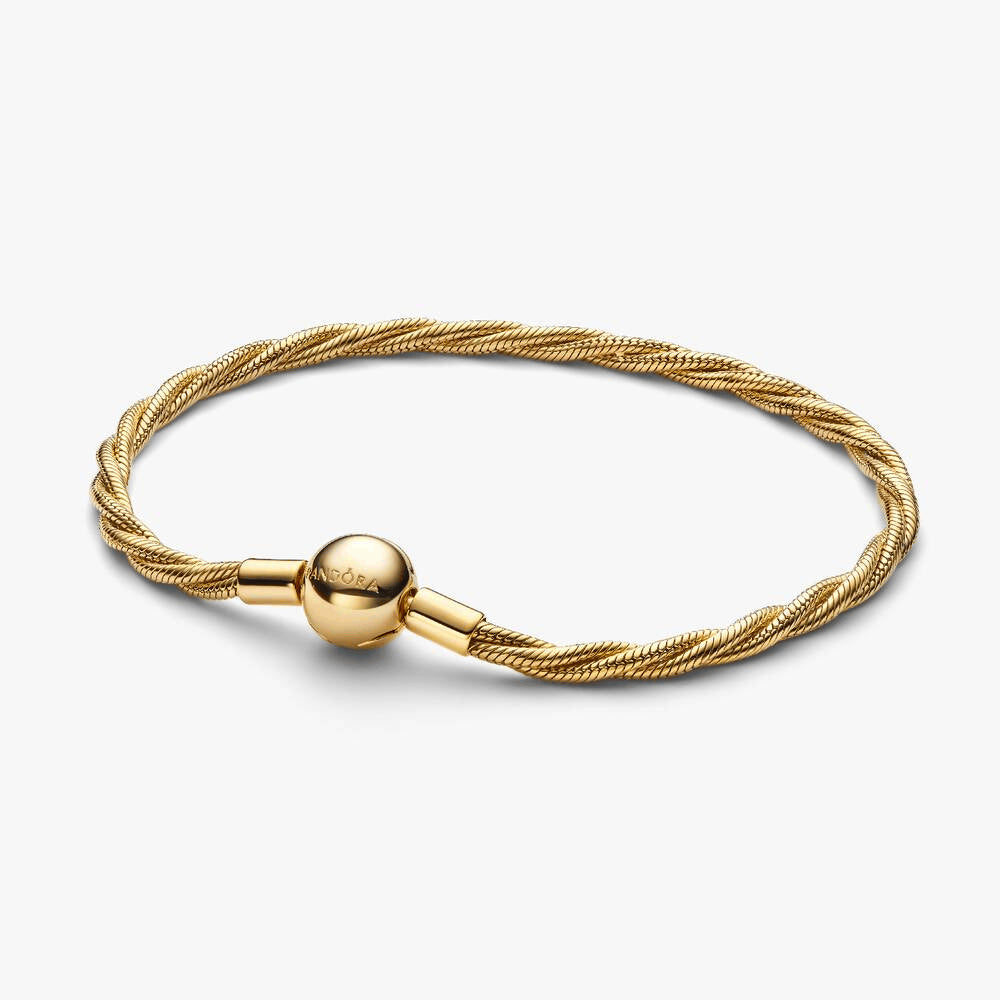 Round Pandora Clasp Twisted Snake Chain Bracelet