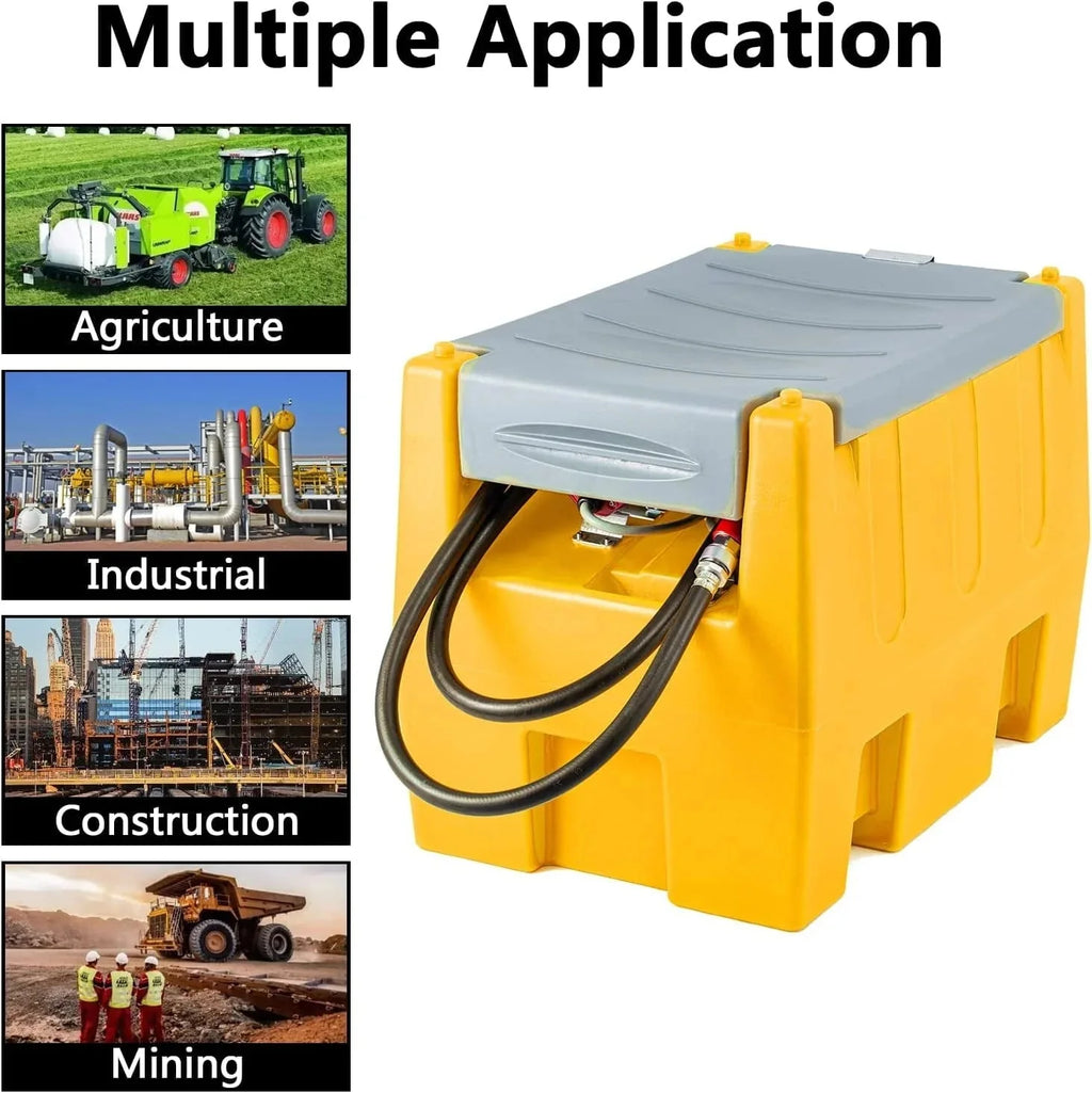 TECSPACE Portable Gasoline Tank, 58 Gallon, 12V Pump, 40 GPM, 4 Meters Hose, Yellow - VVSV