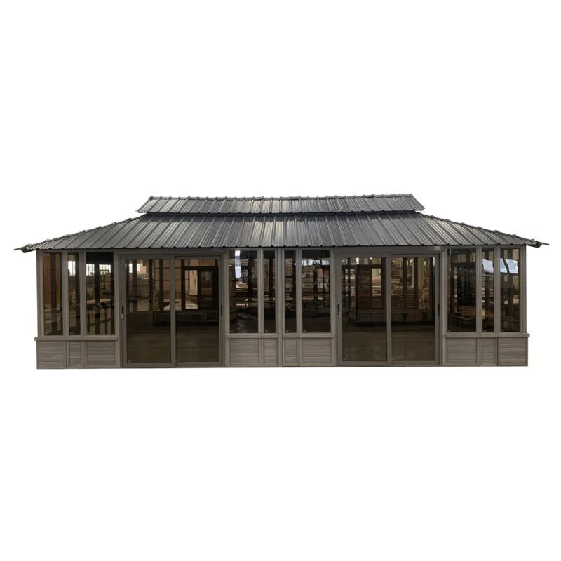 Solid Wood Patio Gazebo, 28 Ft W x 15.5 Ft D