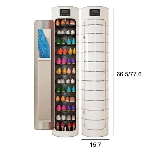 Large-Capacity Multi-Layer Rotating Disinfection Shoe Cabinet With Mirror And Deodorizer - Sizes 66-5 Or 77-6