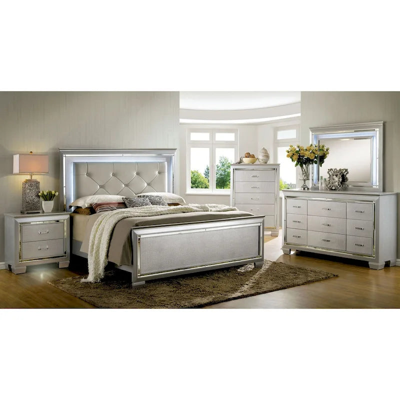 Furniture of America 9-Drawer Dresser and Mirror Set, 66 x 17.5 x 39 in - Ruff Crocodile