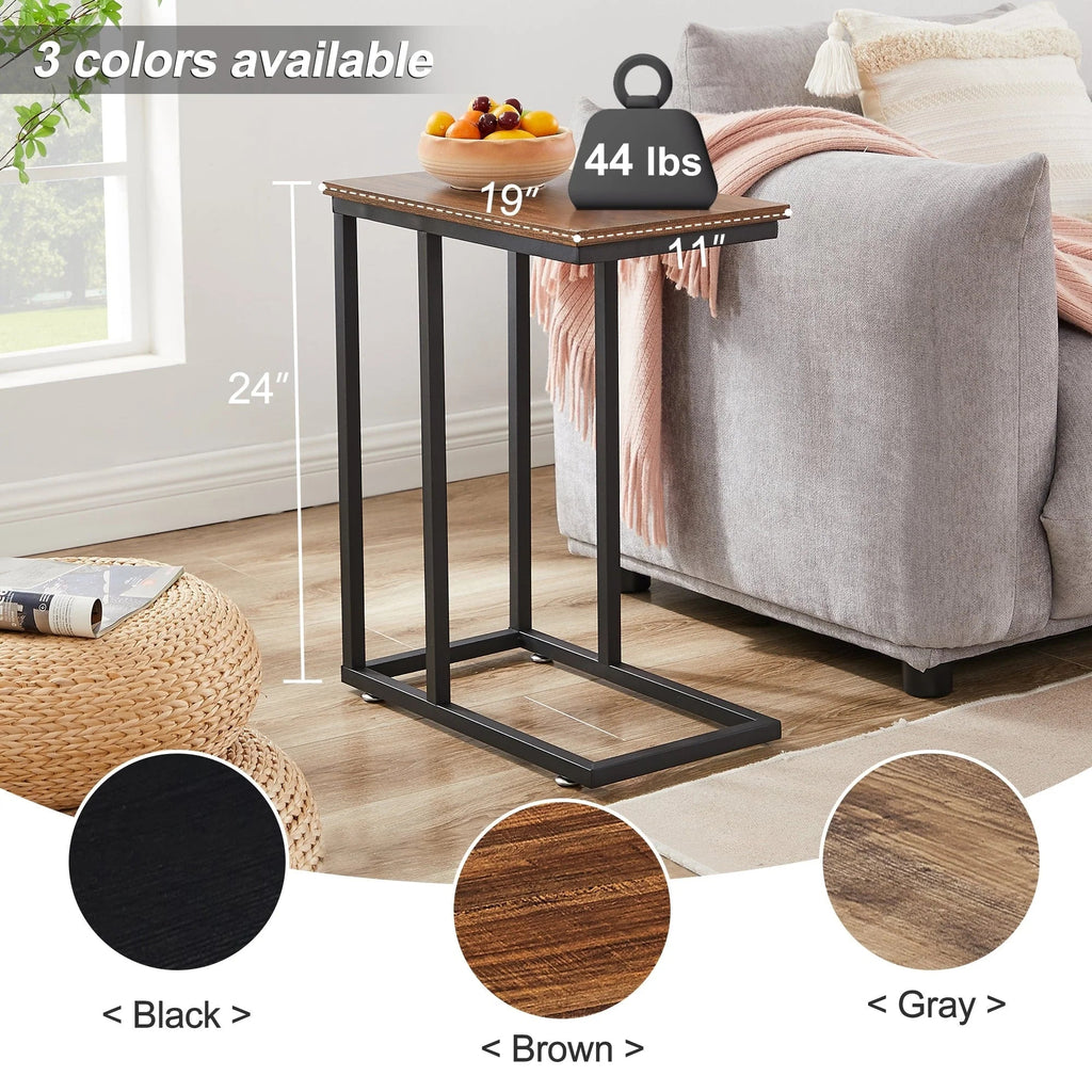 C-Shaped Sofa Side Tables, Set of 2, 11" D x 19" W x 24" H