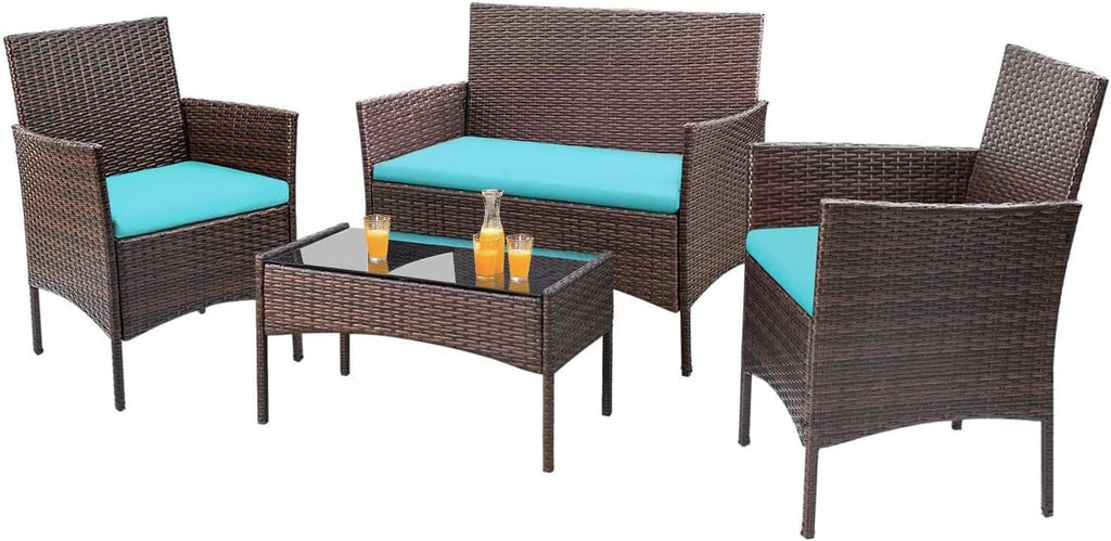 4-Piece Patio Rattan Wicker Furniture Set - T-LCRF834M18