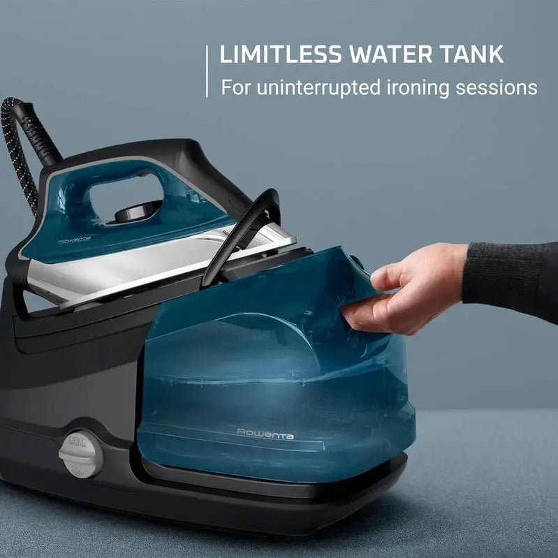 Rowenta Steam Generator Iron, 1800W, 1.1L Tank, Blue, 18.11in x 11.81in - DG8624