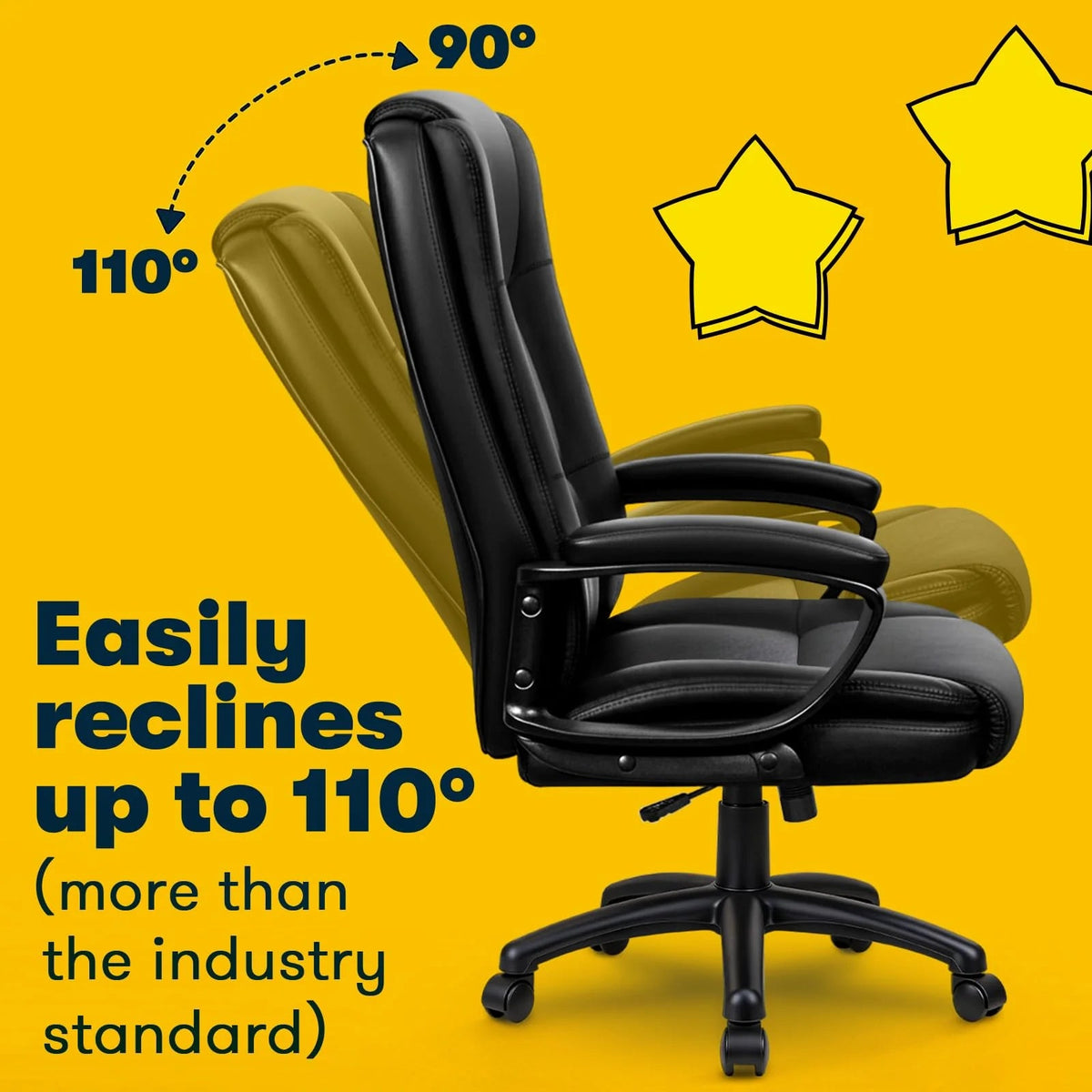 Big And Tall High-Back Leather Executive Office Chair, 400 lbs