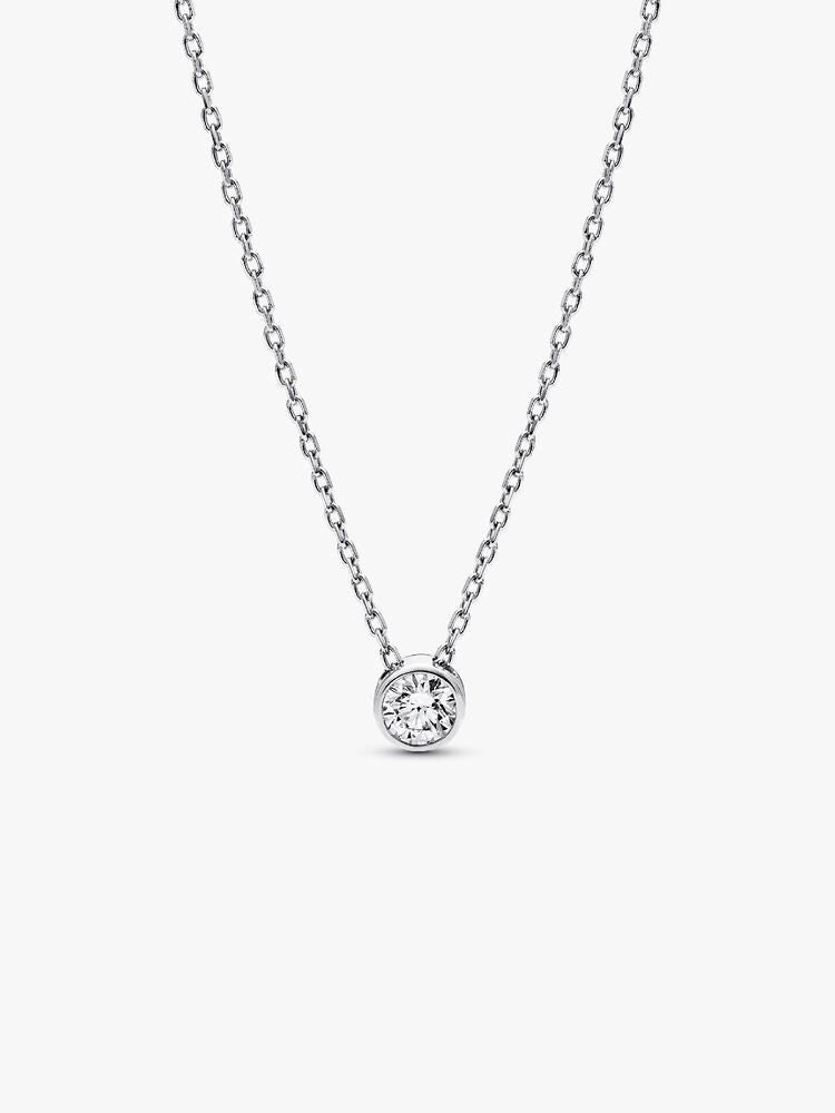 Pandora Era Bezel Sterling Silver Lab-grown Diamond Pendant Necklace