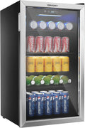 EUHOMY Beverage Refrigerator, 126 Can, 3.2 Cu.Ft, Glass Door - BR-110