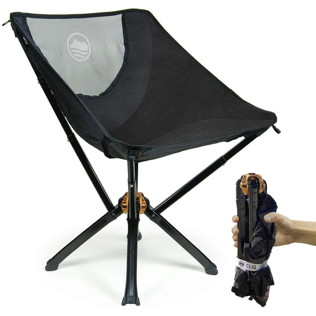 CLIQ Portable Folding Camping Chair, 300 Lbs, Black - CC01