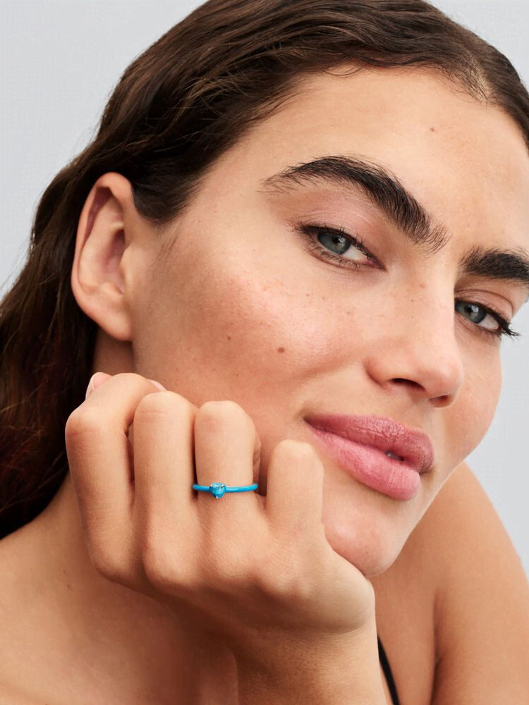 Turquoise-colored Heart Stone Ring