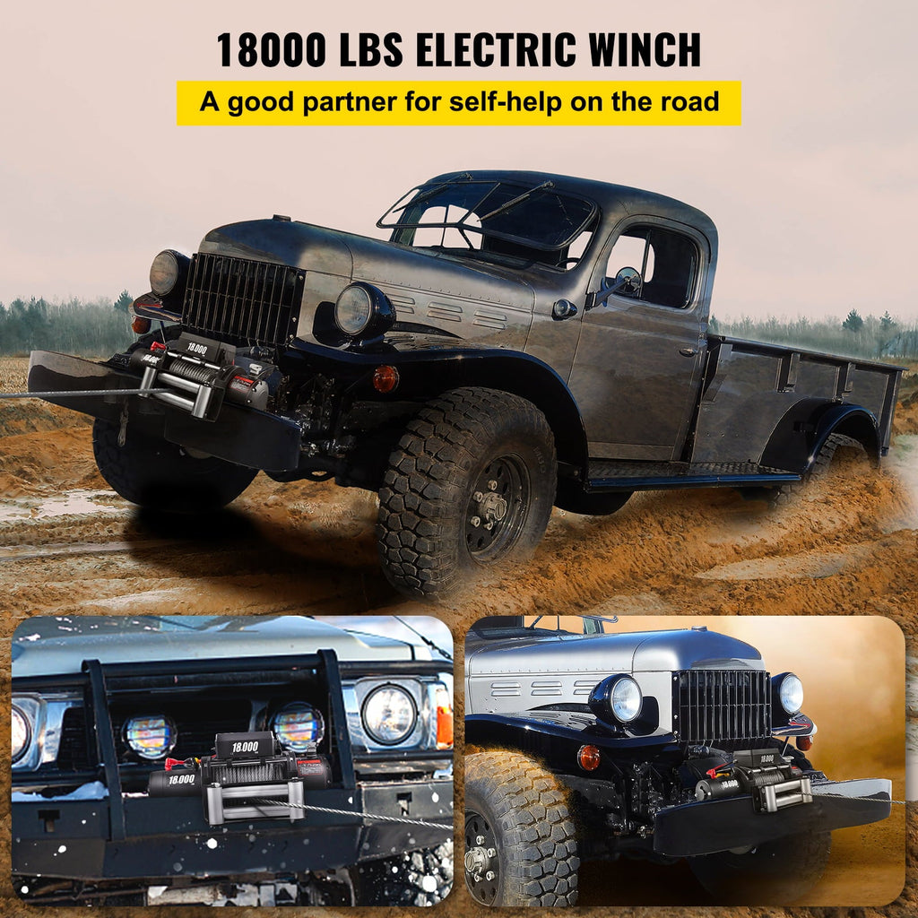 Electric Winch 18,000 lbs 12V Steel Cable