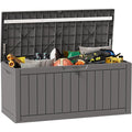 EAST OAK Outdoor Storage Box, 90 Gallon, Grey Resin - 46.85in L x 20.47in W x 23.11in H