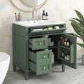 36 Inch Black Bathroom Vanity With Single Sink, 2 Drawers, Solid Wood Frame