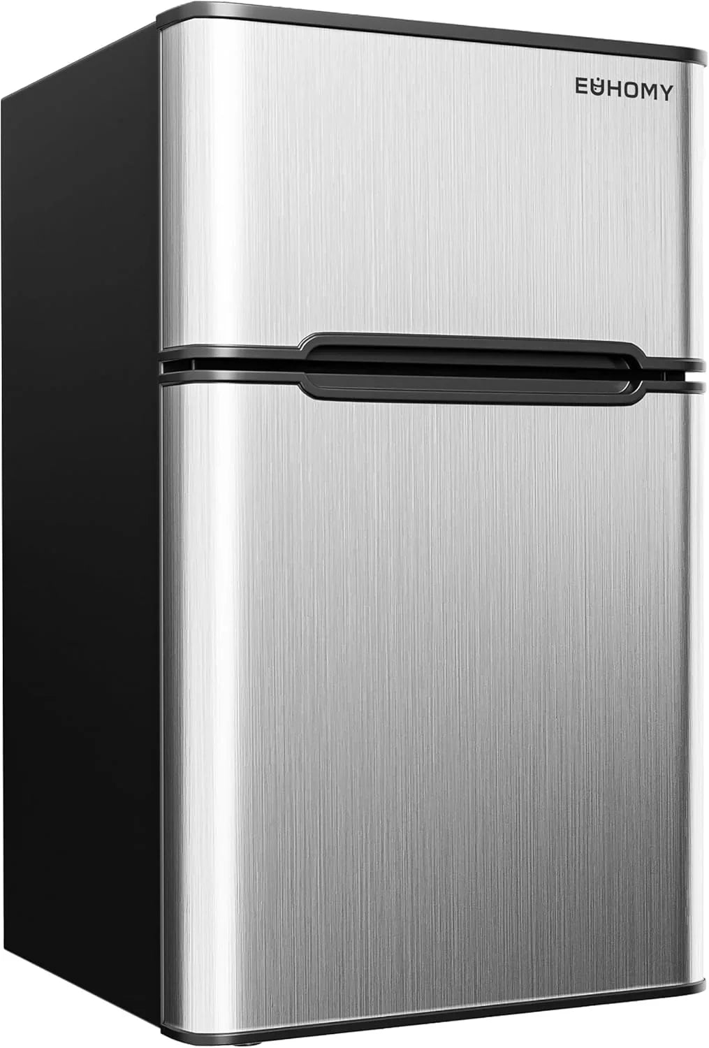 Euhomy 3.2 Cubic Feet 2-Door Mini Refrigerator With Freezer, Silver - RF-S