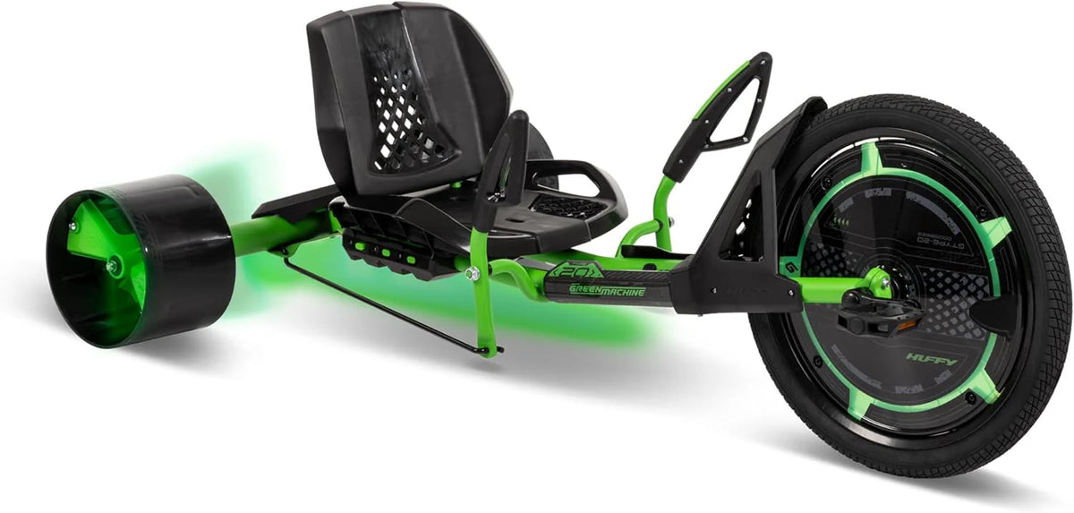 20-Inch Drift Tricycle With Adjustable Seat, LED Lighting And Foot Brakes - Green And Black