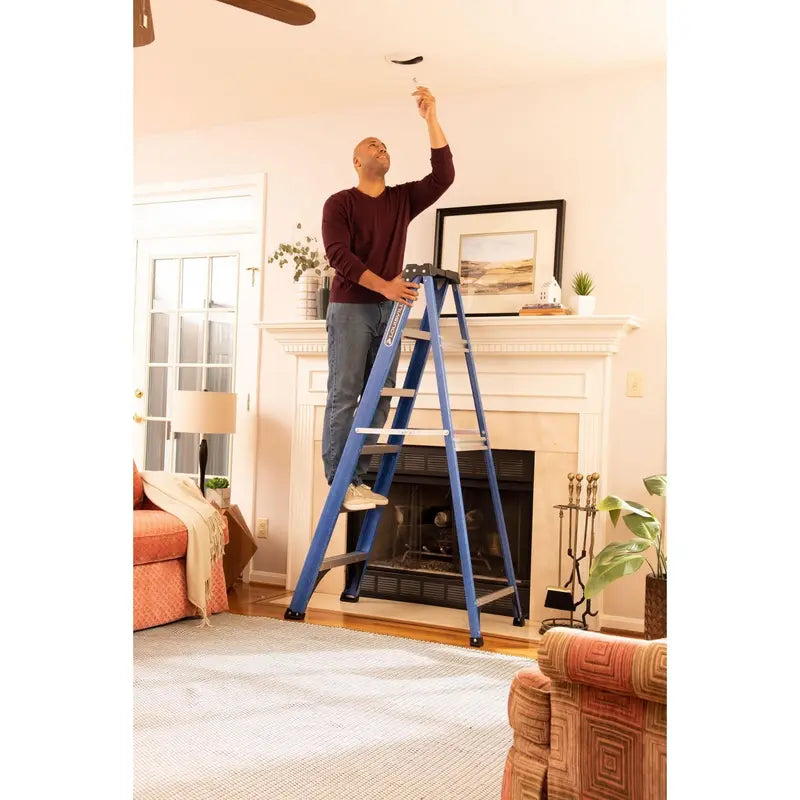 Louisville Ladder Fiberglass Step Ladder, 6-Foot, 10-Foot Reach, 225-lb Load Capacity - W-3217-06