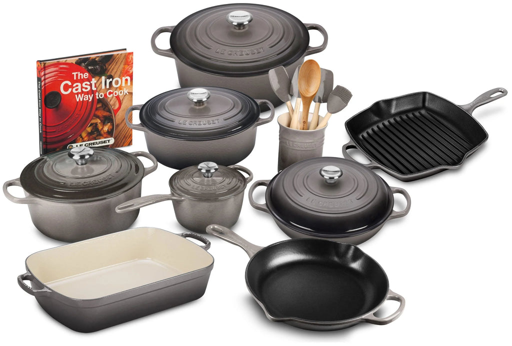 Signature 20-Piece Enameled Cast Iron Cookware Set - 10.25 in Skillet, 1.75-Quart Saucepan