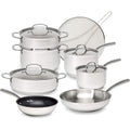 Goodful 12-Piece Classic Stainless Steel Cookware Set With Tri-Ply Base, Chrome