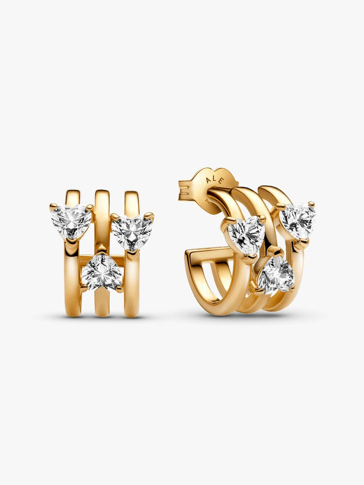 Triple Heart Hoop Earrings