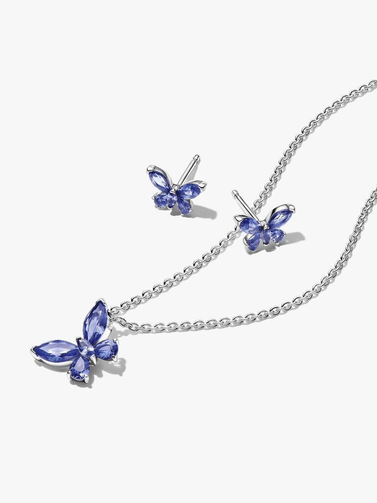 Sparkling Blue Butterfly Jewelry Gift Set