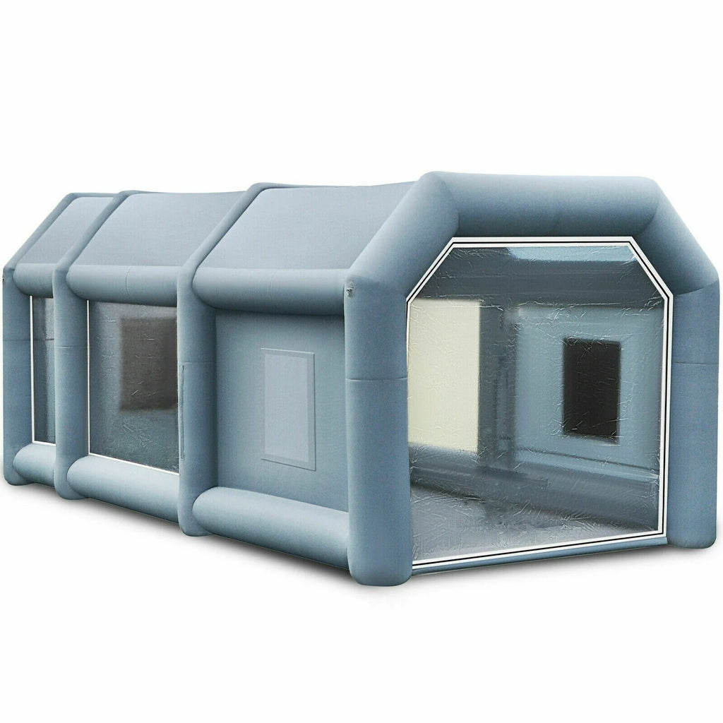 Inflatable Automotive Spray Booth Paint Tent, 26 ft x 15 ft x 10 ft - Gray