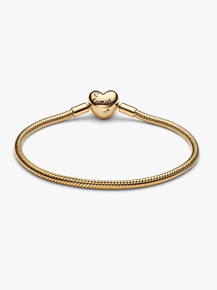 Family Tree Heart Clasp Snake Chain Bracelet