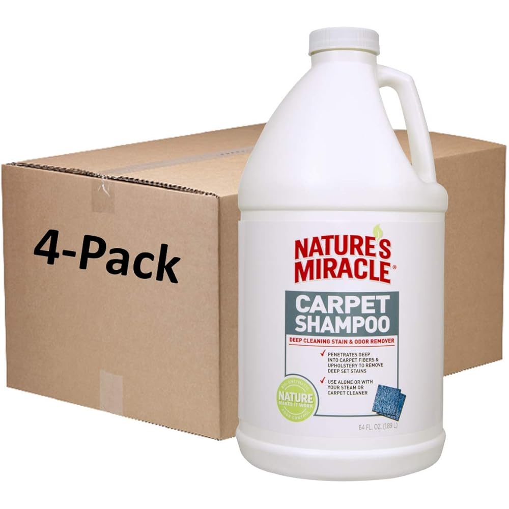 Nature's Miracle Carpet Shampoo Deep-Cleaning Stain And Odor Remover, 64 Fl Oz, Pack Of 4