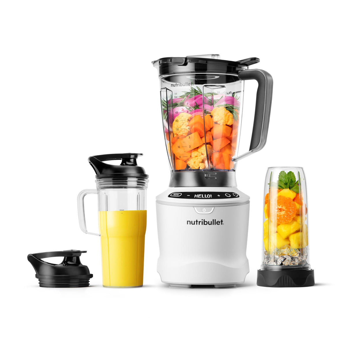 1400-Watt Multi-Function Countertop Blender Combo, 64 oz Pitcher, 32 oz And 24 oz Cups, Gunmetal-Gray