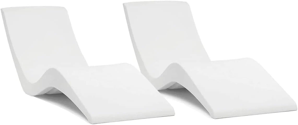 Aqua Chairs In-Pool Chaise Lounger, Classic White, 2-Pack, 66in D x 22in W x 24in H - Up To 9in Water Depth